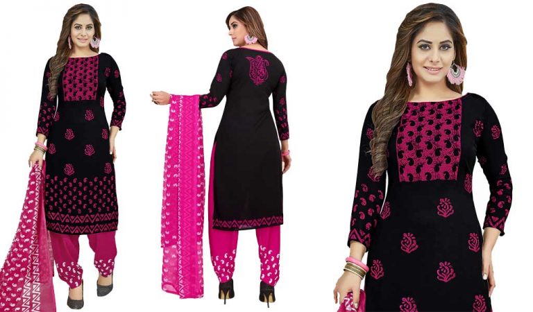 black and pink salwar suit