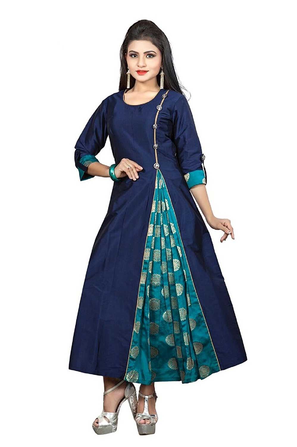 Blue Taffeta Kurtis