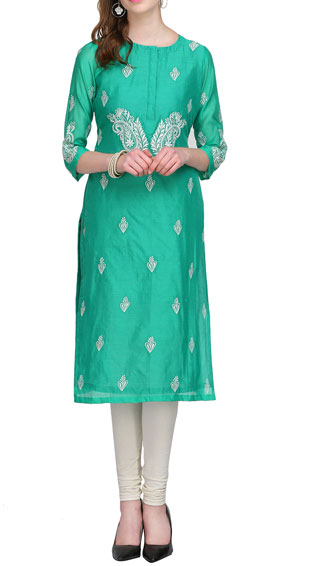 Chanderi Embroidered Kurta