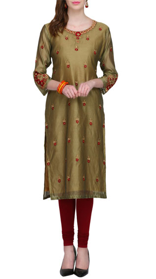  Beige Chanderi Kurta