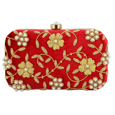 Hand Embroidered Box Clutch