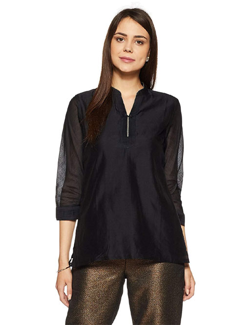 3. Brilliant Black Kurta, Brand: FabIndia