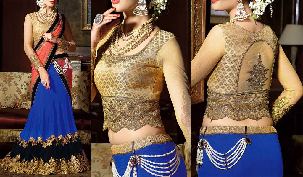 Blue Georgette Fishtail Lehenga