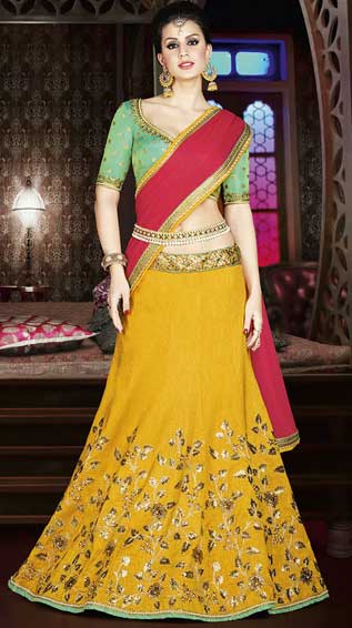  Yellow Silk Fish-Tail Lehenga