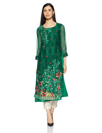 Floral Green Anarkali Kurta