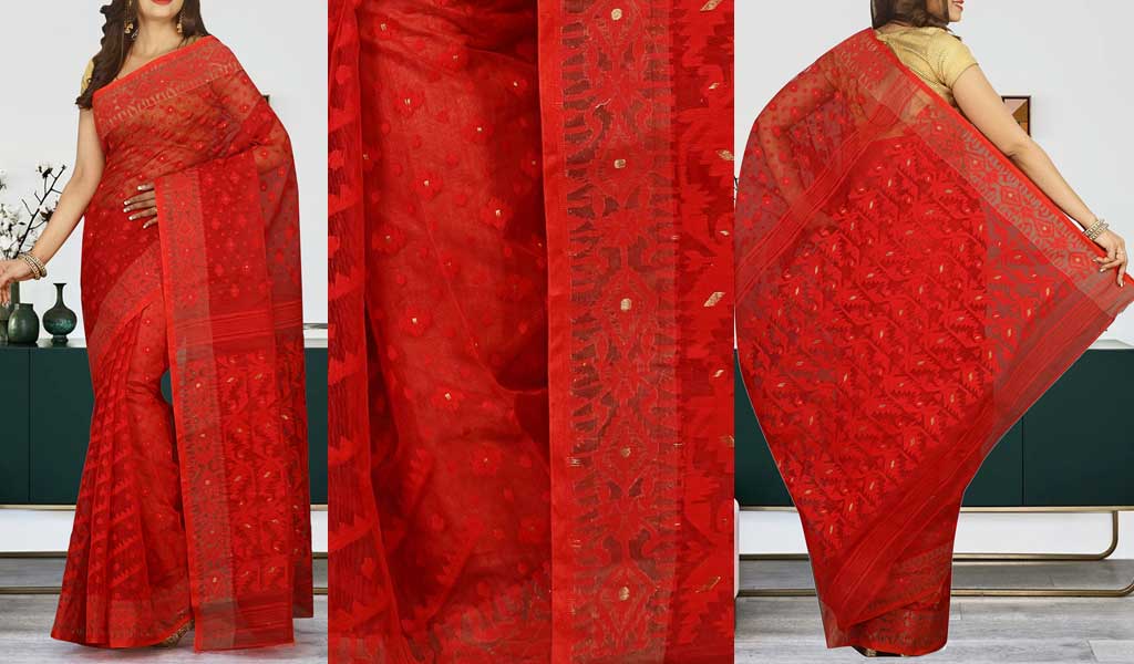 Geometrical Motif Jamdani Saree 