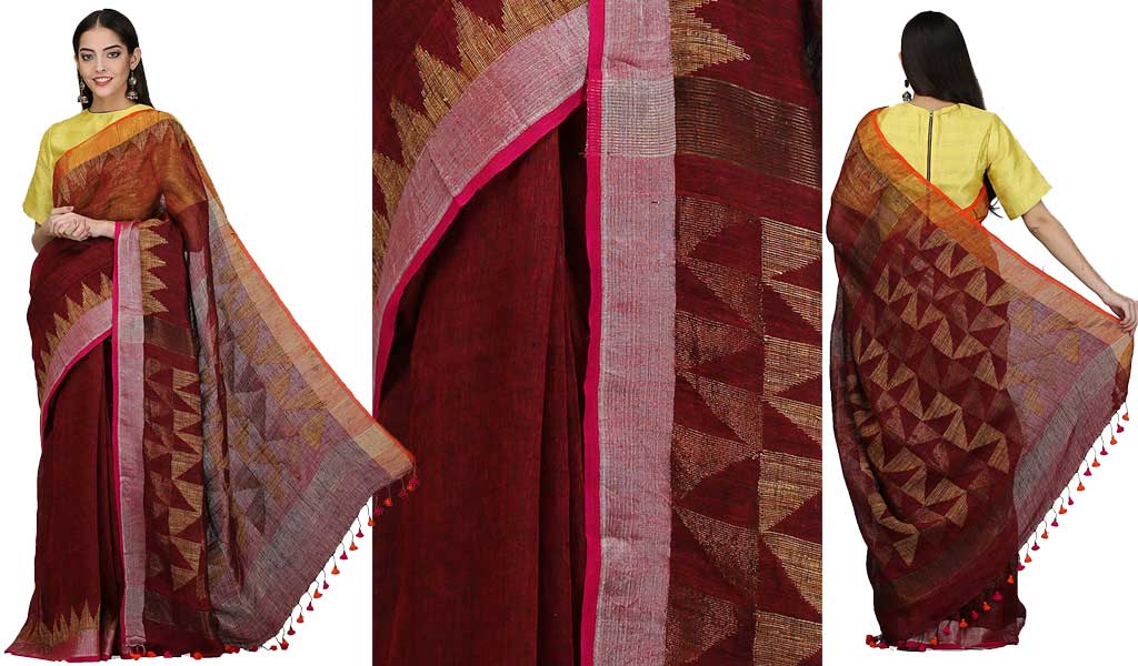 Handloom Zari Triangle Jamdani Saree