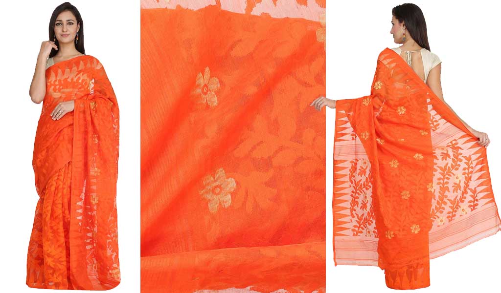 Bengal Pure Cotton Dhakai Jamdani Saree