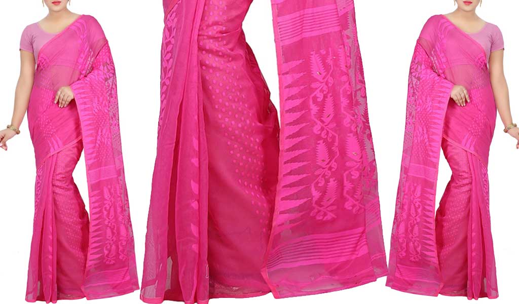 Pink Jamdani Saree