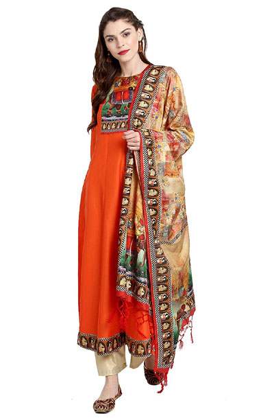 Poly Silk Digital Print Kurta by Janasya