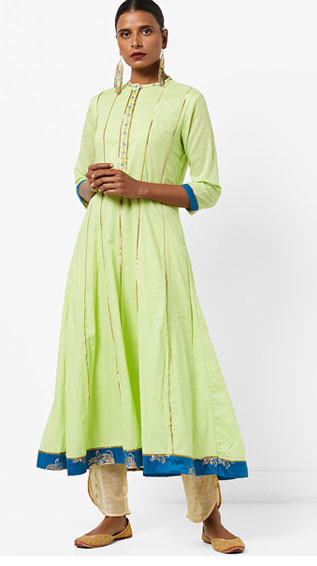 Flared Kurta with Contrast Hems