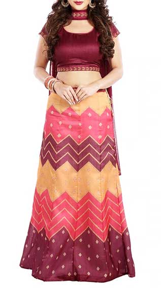 Multicolored Silk Panelled Lehenga