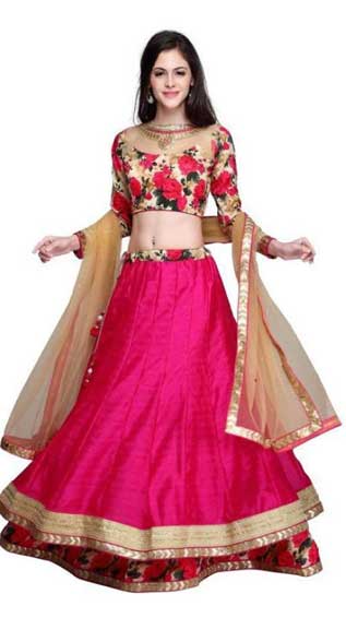 Banglori Satin Semi-Stitched Lehenga Choli 