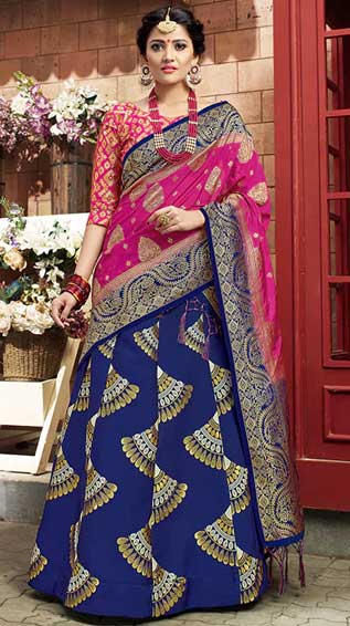 Banarasi Contrast Flared Lehenga