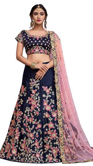 Embroidered Velvet Lehenga Choli 