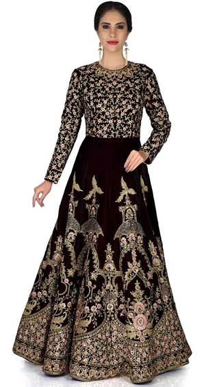Silk Semi Stitched Anarkali Gown