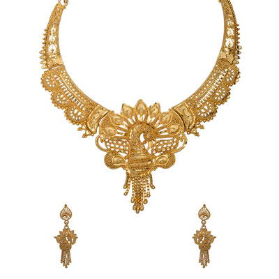 Gold Brass Bridal Necklace 