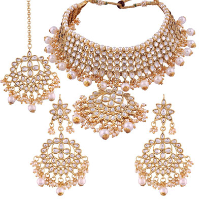 Kundan & Pearl Choker Necklace Set