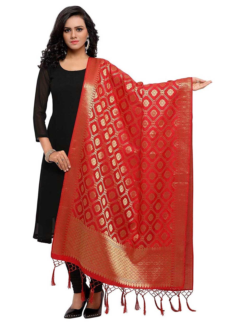 Red Banarasi Dupatta