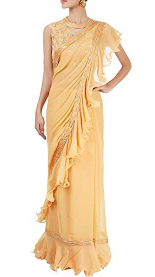 Georgette Ruffle Frilly Saree