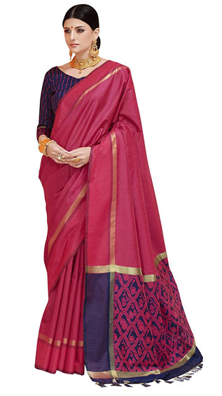  Tussar Silk Saree With Blouse Piece