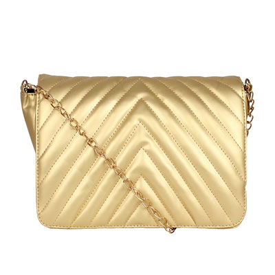 Gold Leatherette Sling Bag