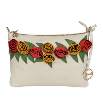 White Leather Regular Sling Bag