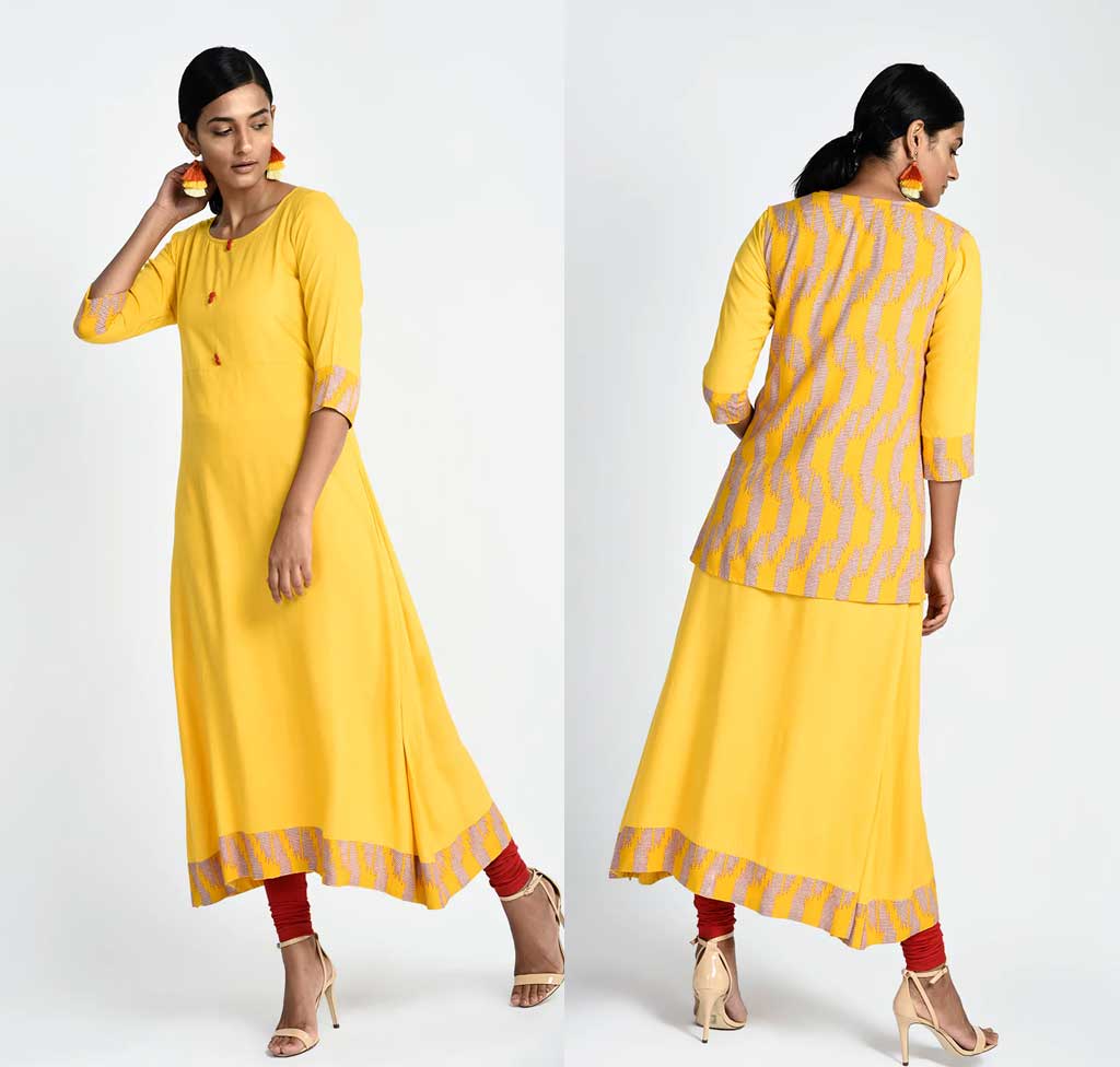 Yellow Jacket Kurta Front & Back