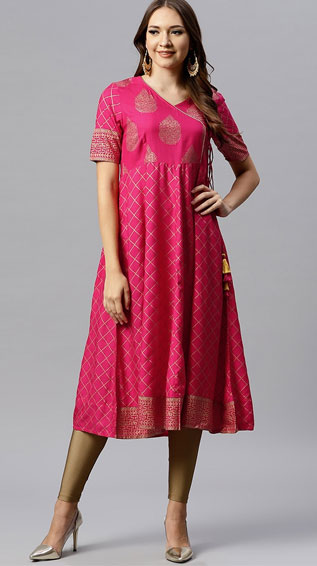 Angrakha Foil Printed Kurta