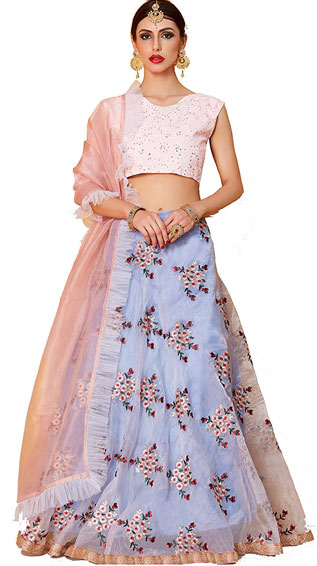 Art Silk Grey lehenga