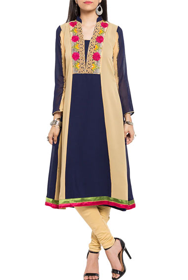 Blue Georgette Flared Kurti