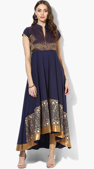 Brocade Yoke Foil Print Kurta