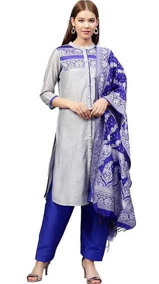 Chanderi Kurta with Patiala & Dupatta