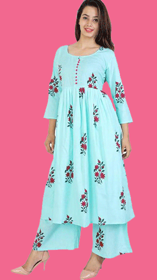 Cotton Kurti with Palazzo Pants Set