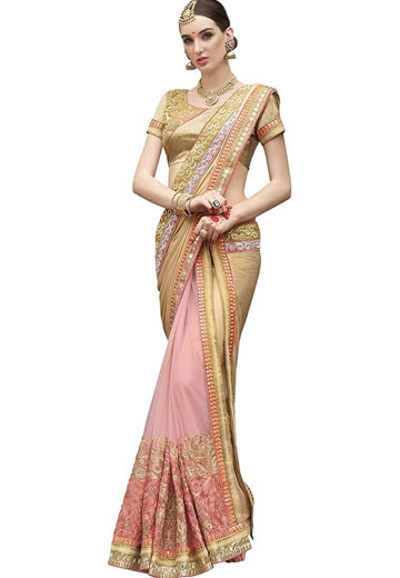 Crepe And Net Saree