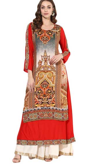 Digital Prints Dual Layer Long Anarkali Kurti