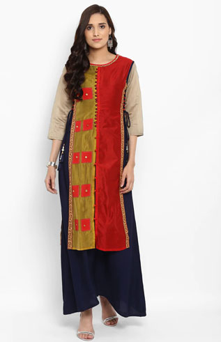 Embellished Chanderi Layered Kurta