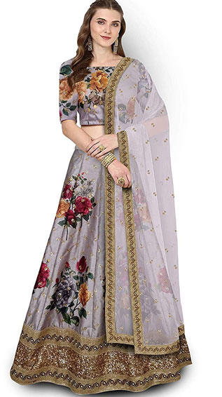 Embroidered Floral Print lehenga