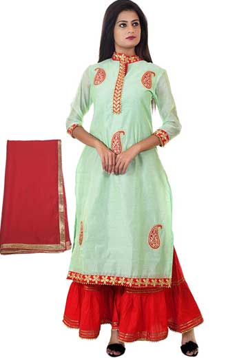 Embroidered Kurti Sharara with Dupatta