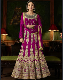 Embroidered Semi-Stitched Anarkali Gown