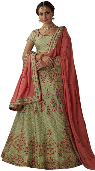 Embroidered Silk Lehenga Choli
