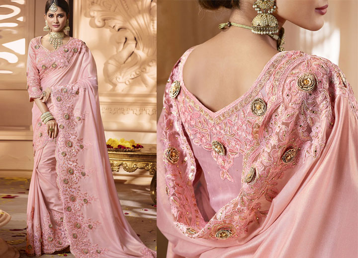 Floral Embroidered Saree With Blouse