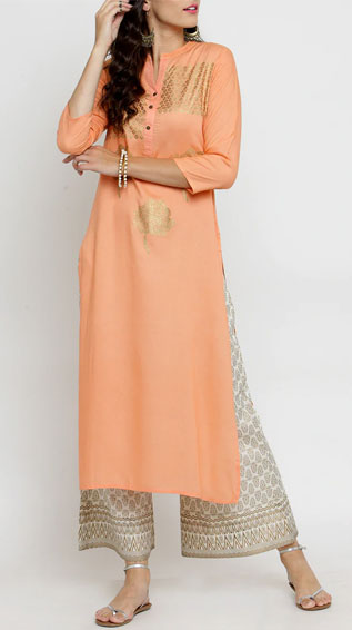 Foil Print Kurta & Palazzo Set