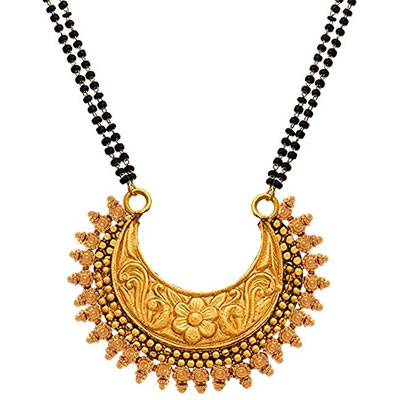 Gold Plated Black Bead chain Mangalsutra