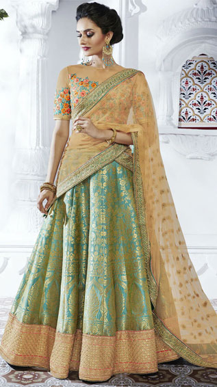 Green Panelled Lehenga