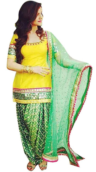 Green Patiyala Salwar Suit Dress Material 