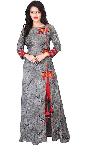 Grey Rayon Straight Kurti