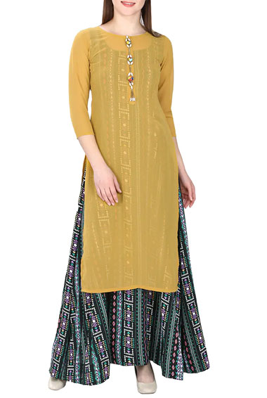 Mustard Georgette Layered Kurti