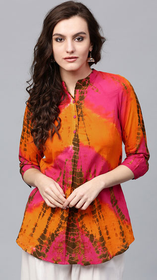 Pink & Orange Dyed Kurti