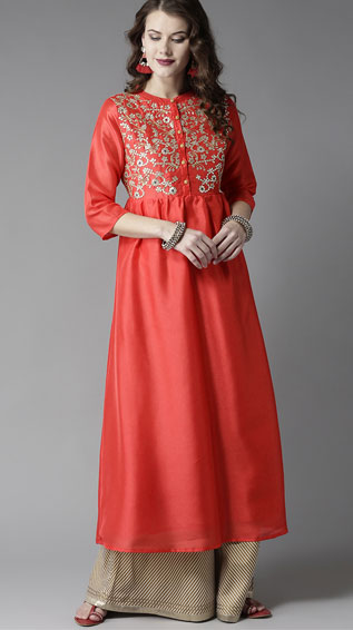 Red A-Line Kurti